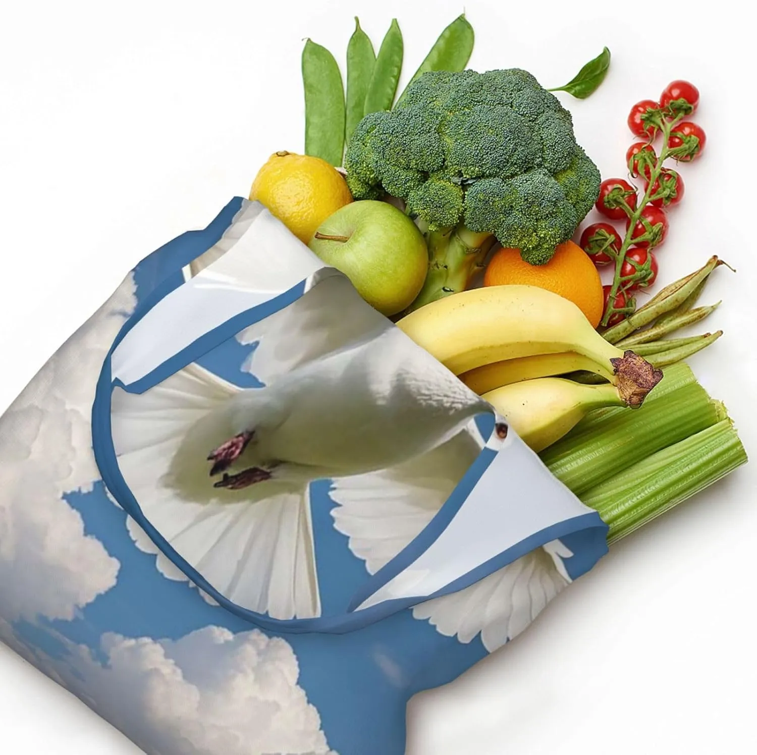 Canvas Tote Bag Reusable Grocery Bags Lightweight Handbag UFO at night Tote Bag for Shopping Cloth Bags