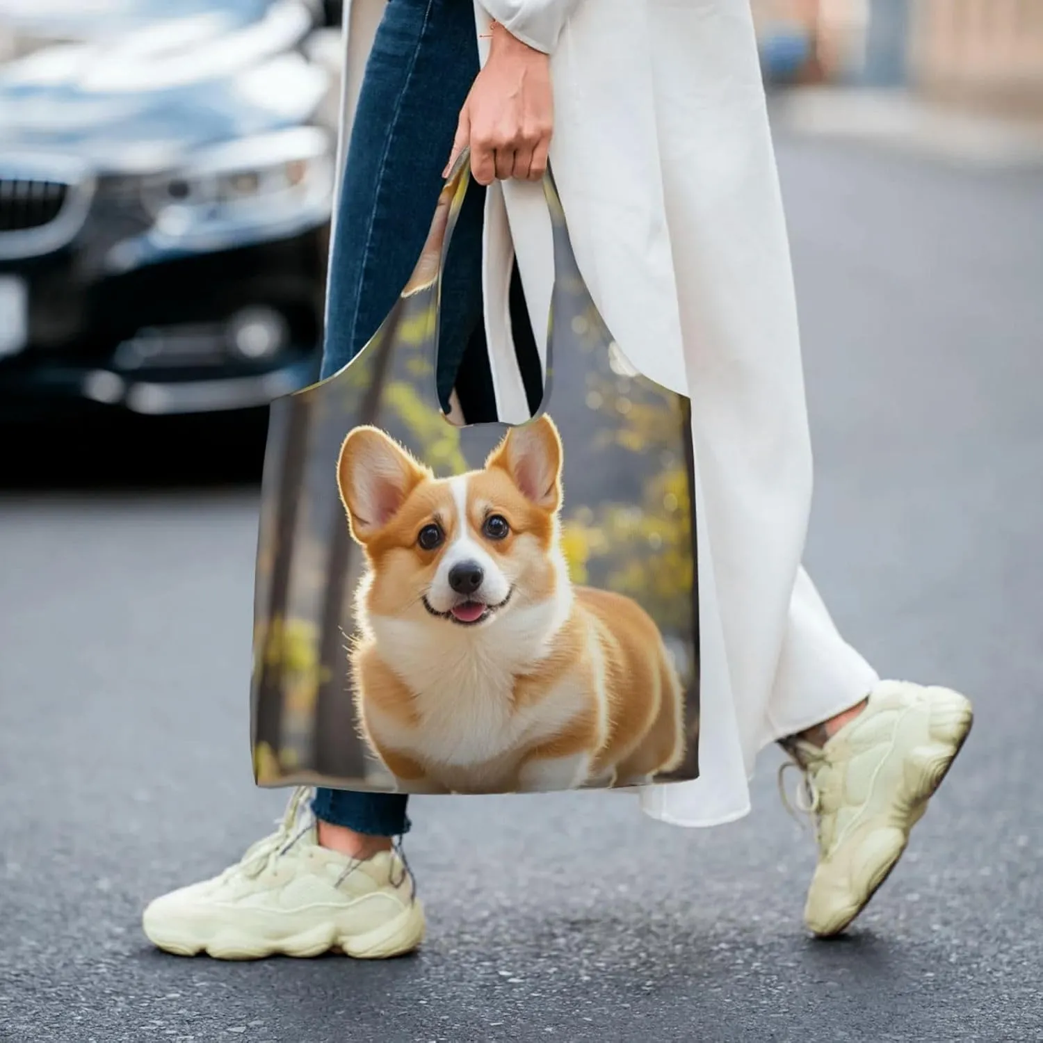 Canvas Tote Bag Reusable Grocery Bags Lightweight Handbag UFO at night Tote Bag for Shopping Cloth Bags