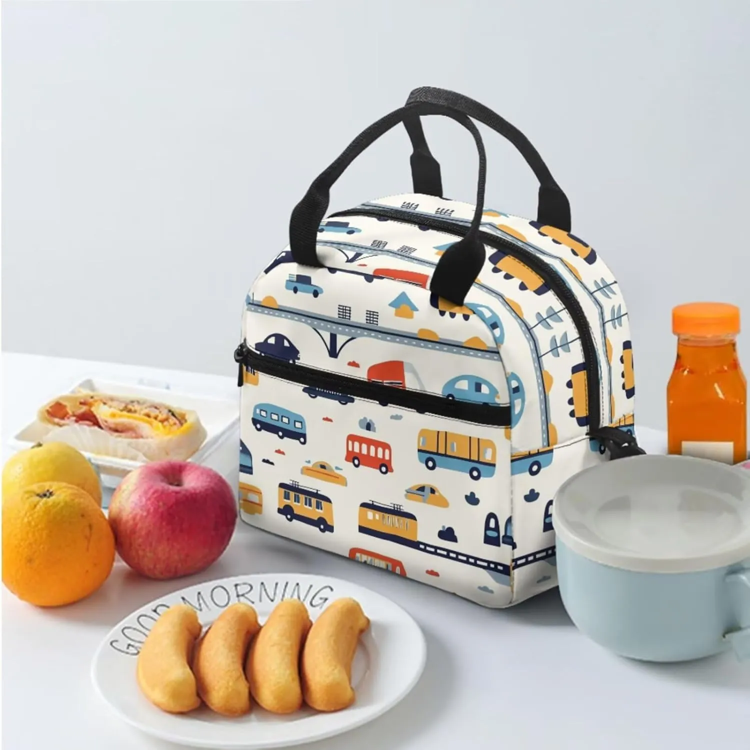 Cars Backpack for Toddler Boys Lightweight 17 Inch Boys Bookbag Age 6-8 with Lunch Box 3 in 1 Practical Trendy Pencil Case with Zipper Casual Travel Daypack