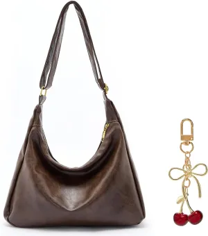 celestina Vegan Leather Tote Bag with Cherry Keychain  Stylish and Practical Gift Combo for Women, Perfect for Work, Travel, and Special Occasions