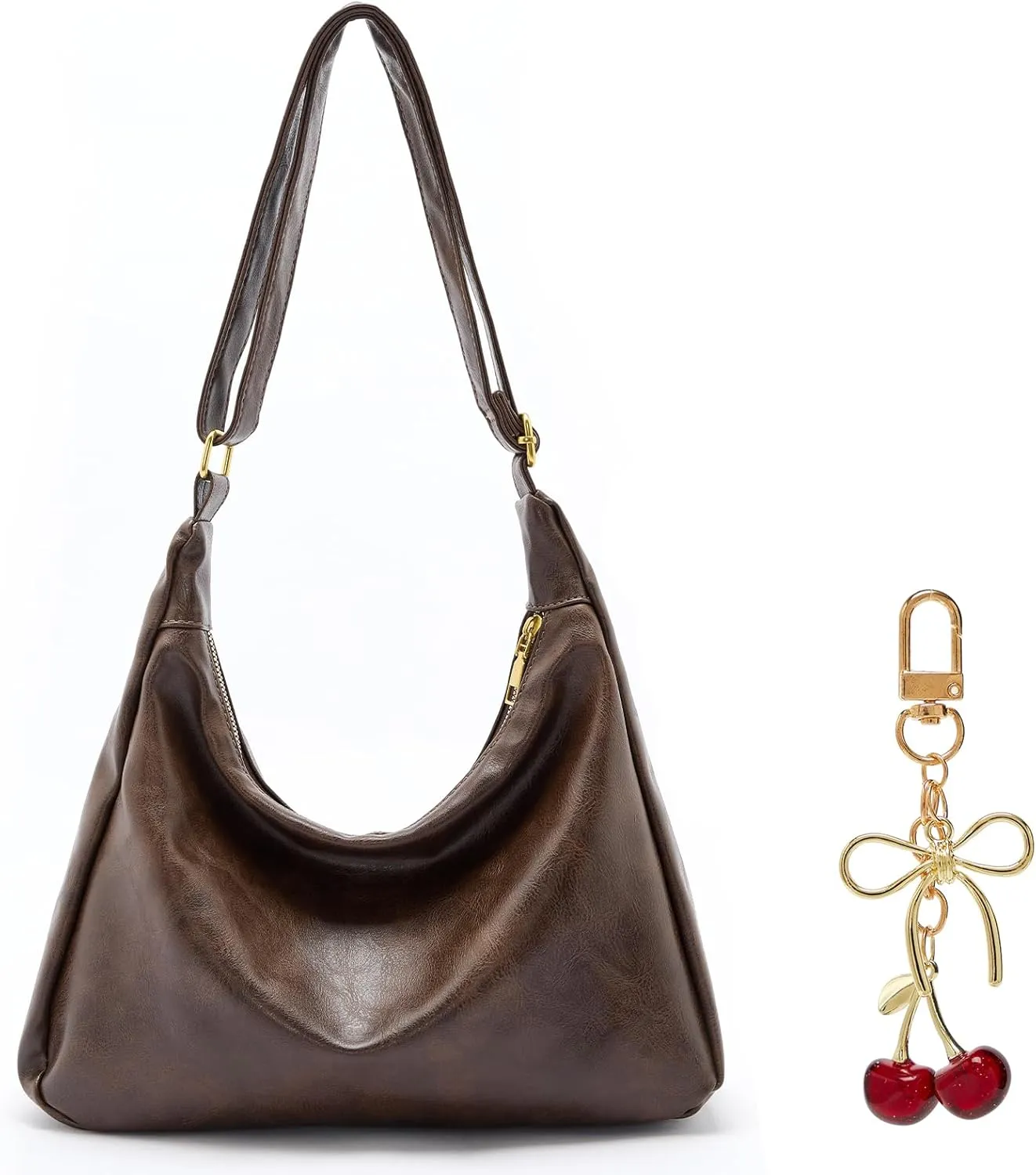 celestina Vegan Leather Tote Bag with Cherry Keychain  Stylish and Practical Gift Combo for Women, Perfect for Work, Travel, and Special Occasions