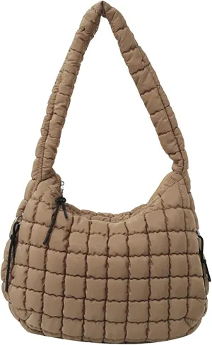 Cellophane Bags For Women Large Quilted Carryall Puffer Shoulder Bag Lightweight Quilted Padding Hobo Bag Quilted Bag