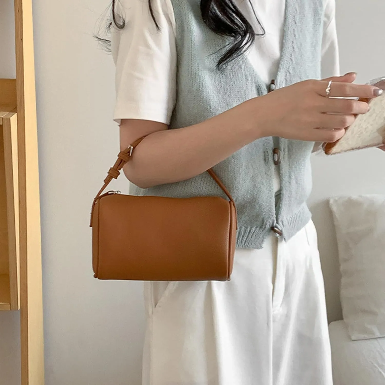 Chic Top-Handle Hobo Bag for Women - PU Leather with Litchi Texture, Stylish Crossbody Purse for Daily Use