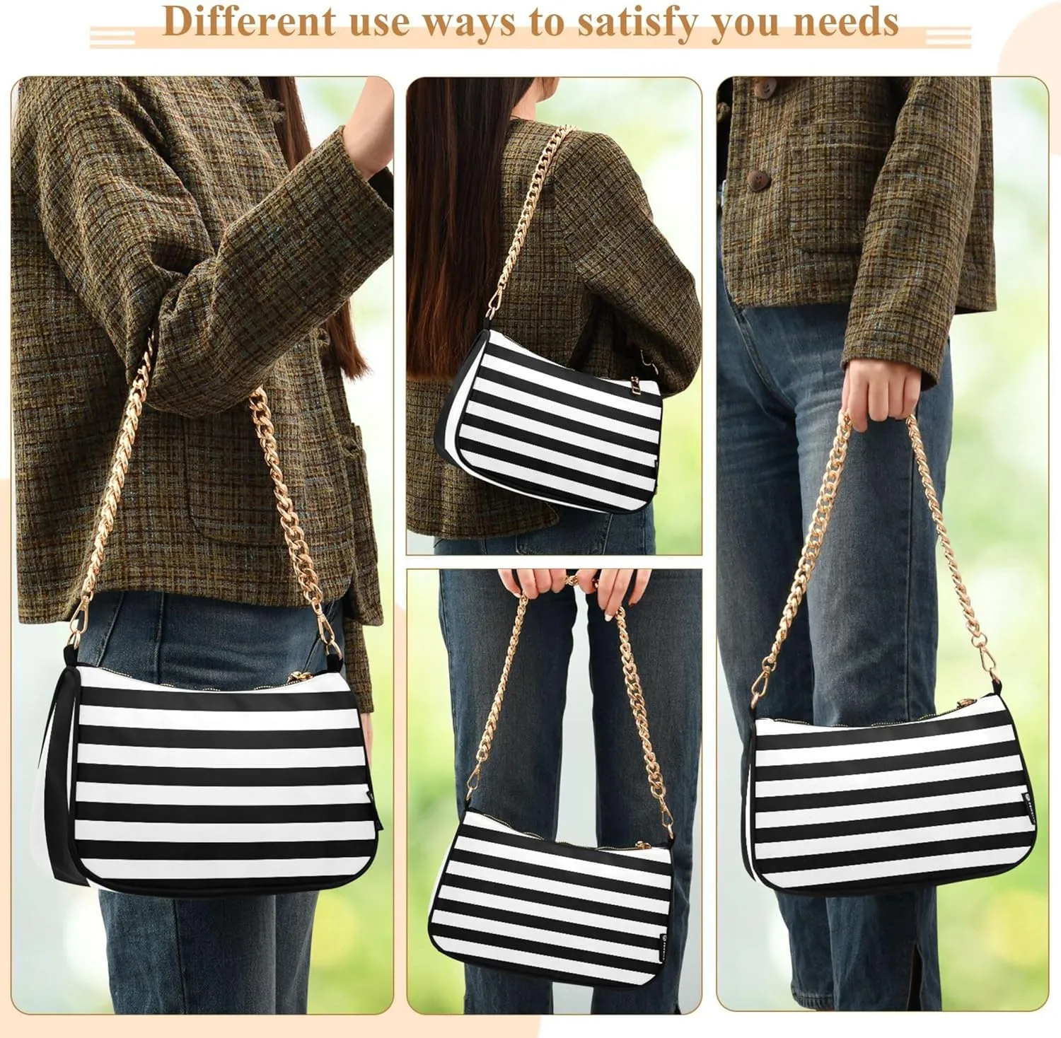 Christmas Tartan Red Green Plaid Designer Handbag Womens Shoulder Handbag Casual Hobo Purse Zipper Closure