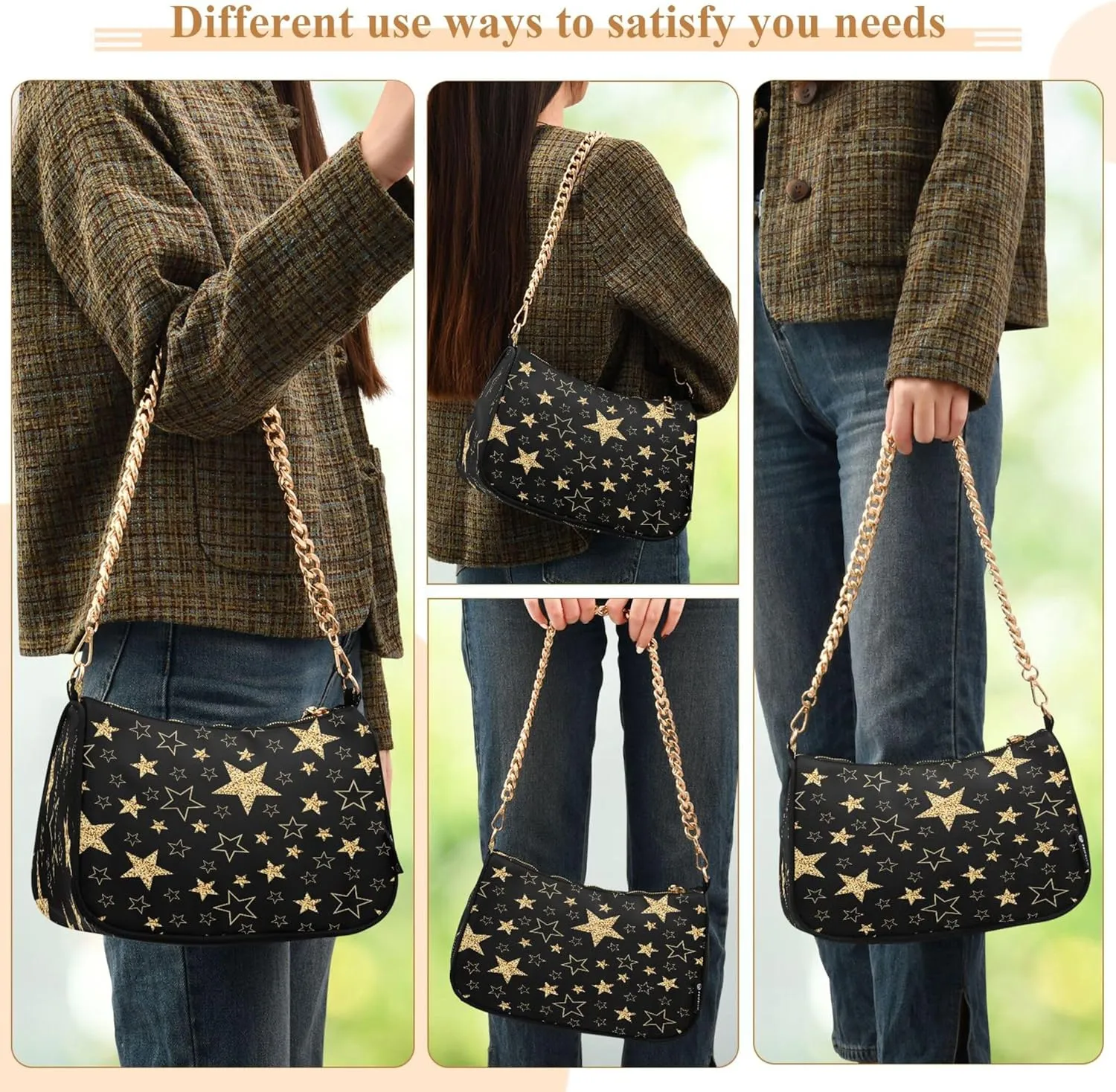 Christmas Tartan Red Green Plaid Designer Handbag Womens Shoulder Handbag Casual Hobo Purse Zipper Closure