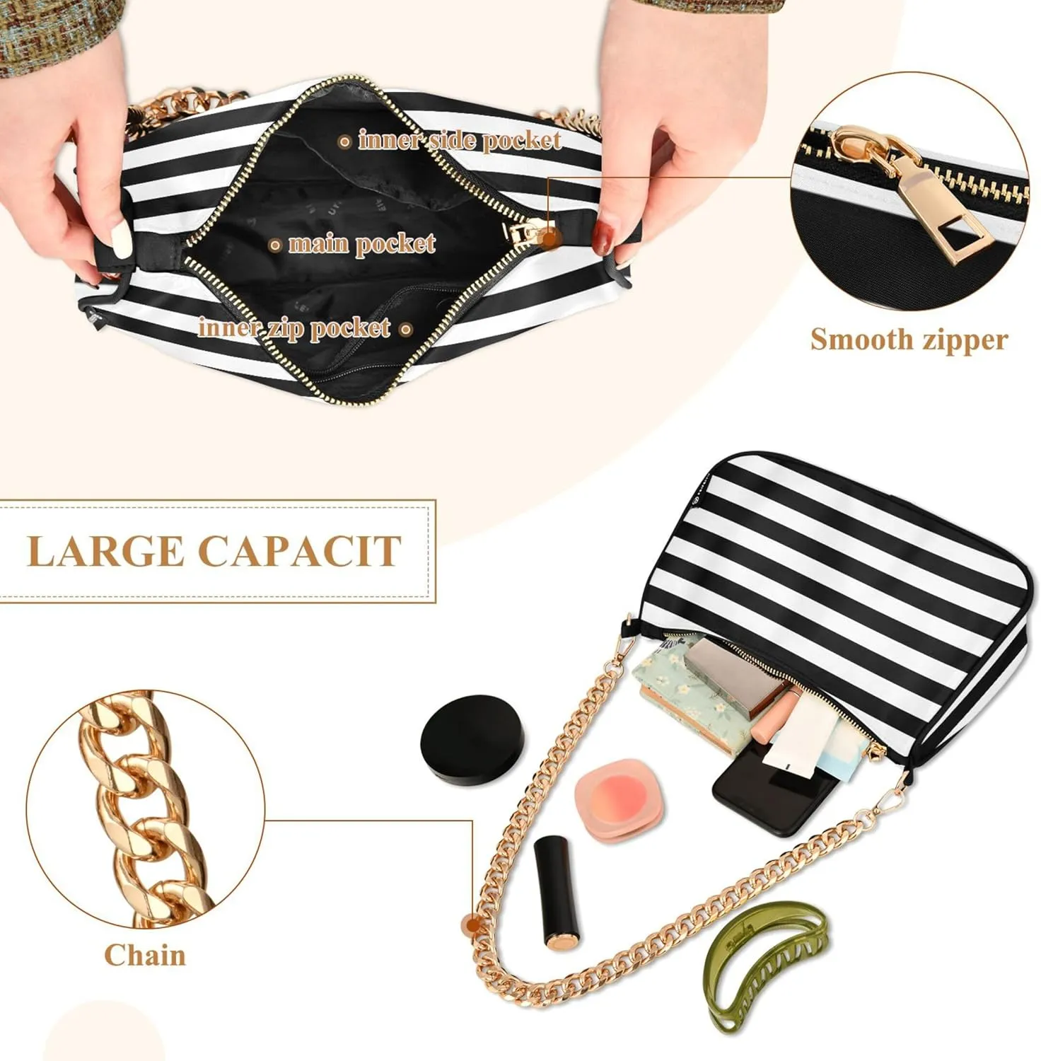 Christmas Tartan Red Green Plaid Designer Handbag Womens Shoulder Handbag Casual Hobo Purse Zipper Closure