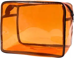 Clear Toiletry Bag, PVC Makeup Bag for Women, Spacious Clear Cosmetic & Toiletry PouchLarge Transparent Makeup Pouch for Travel (Brown)