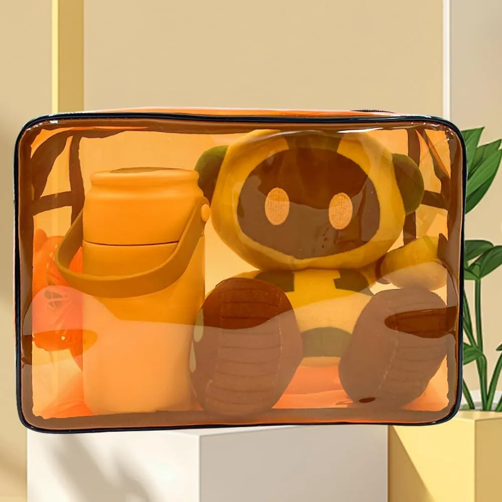 Clear Toiletry Bag, PVC Makeup Bag for Women, Spacious Clear Cosmetic & Toiletry PouchLarge Transparent Makeup Pouch for Travel (Brown)