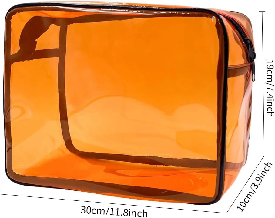 Clear Toiletry Bag, PVC Makeup Bag for Women, Spacious Clear Cosmetic & Toiletry PouchLarge Transparent Makeup Pouch for Travel (Brown)