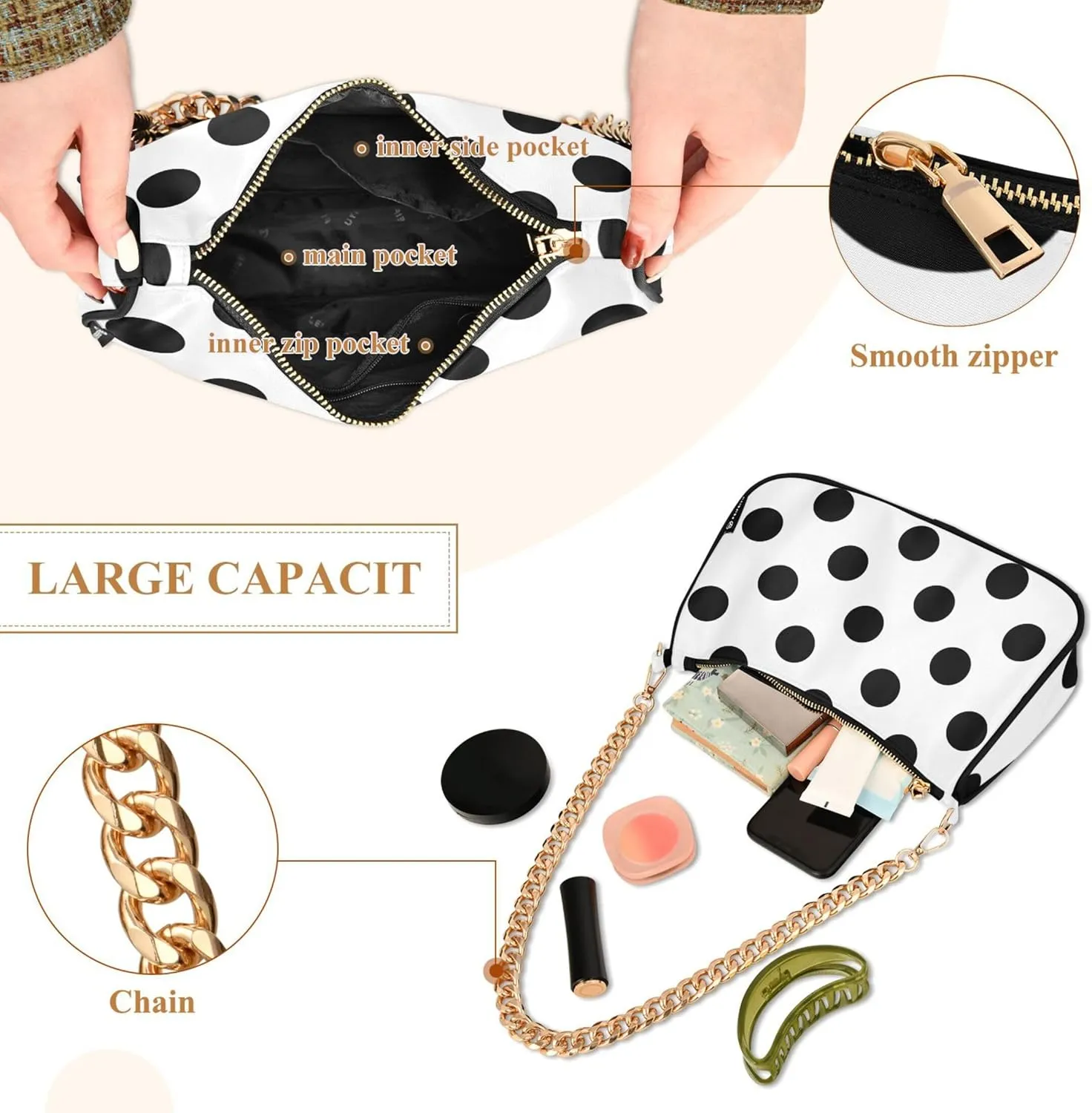 Coffee Beans Brown Evening Clutch Purse for Women Hobo Clutch Purse Chain One Shoulder Purse