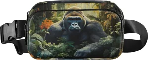 Congolese-gorilla-seated-amidst-lush-foliage Fanny Pack Water Resistant Adjustable Belt Waist Pack Travel Pouch for Running Hiking Training 85.31.6 inch