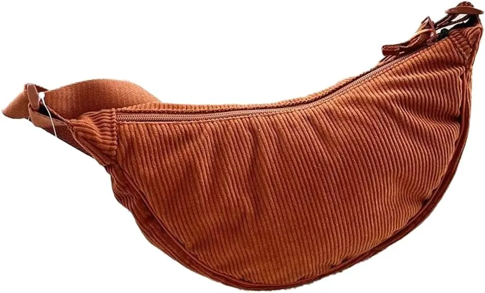 Corduroy Canvas Crossbody Bag for Women Retro Lightweight Shoulder Tote Handbag Hobo Dumpling Purse Satchels