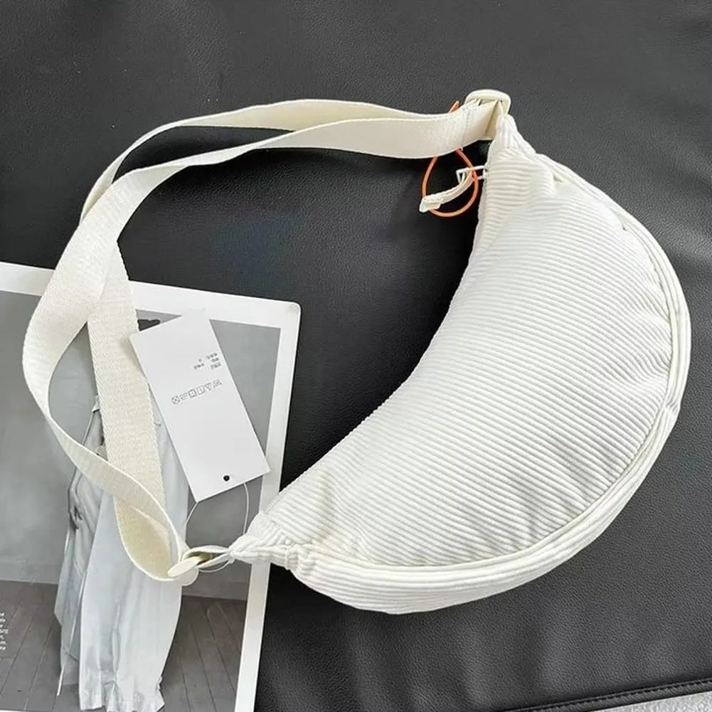 Corduroy Canvas Crossbody Bag for Women Retro Lightweight Shoulder Tote Handbag Hobo Dumpling Purse Satchels