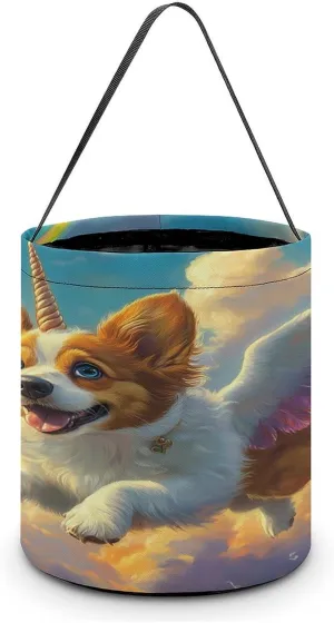 Corgi Angel Wings Halloween Candy Bag Candy Tote Bucket Gift Bags Party Supplies for Women Men