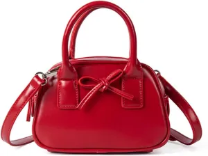 Creative Bows Aesthetic Shoulder Bag PU Leather Handbag Stylish Crossbody Bags Casual Satchel Purse For Everyday Use