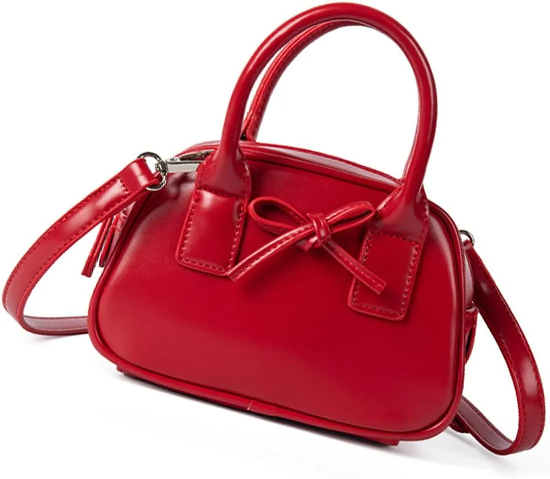 Creative Bows Aesthetic Shoulder Bag PU Leather Handbag Stylish Crossbody Bags Casual Satchel Purse For Everyday Use