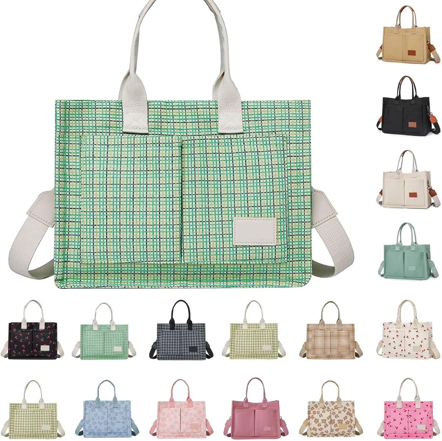 Crossbody Bags for Woman Trendy Canvas Bags For Women Solid Color Large Capacity Exterior Pockets Ladies Bag
