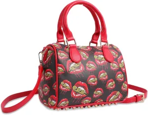 Crossbody Bags for Women PU Leather Top-Handle Satchel Shoulder Purses Bags,Trendy Shoulder Bag with Red Lip Print