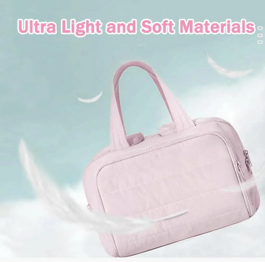 Cureaway Travel Bag, Cureaway Travel Cosmetic Bag, Large Capacity Wide-Open Cosmetic Bags, Open Flat Toiletry Bags, Dry-and-Wet Separation for Accessories, Essentials, Toiletries (White)