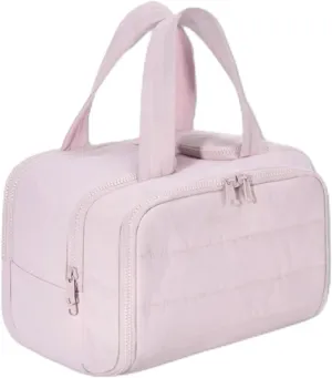 Cureaway Travel Bag, Cureaway Travel Cosmetic Bag, Large Capacity Wide-Open Cosmetic Bags, Waterproof Portable Pouch Open Flat Toiletry Bags, Dry-And-Wet Separation (Pink)