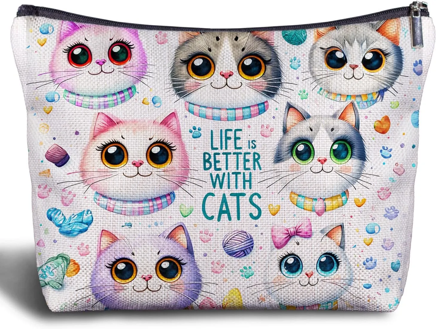 Cute Cat Makeup Bag for Women - Cute Cat Gifts, Cat Cosmetic Bags for Women Small Purse, Cat Travel Cosmetic Bag Zipper for Teens Daughter Sister Bestie