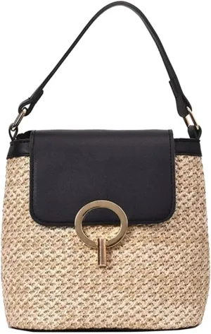 Cute Tote Bags Straw Weave Women Ladies Bucket Handbags Summer Beach Shoulder Bags
