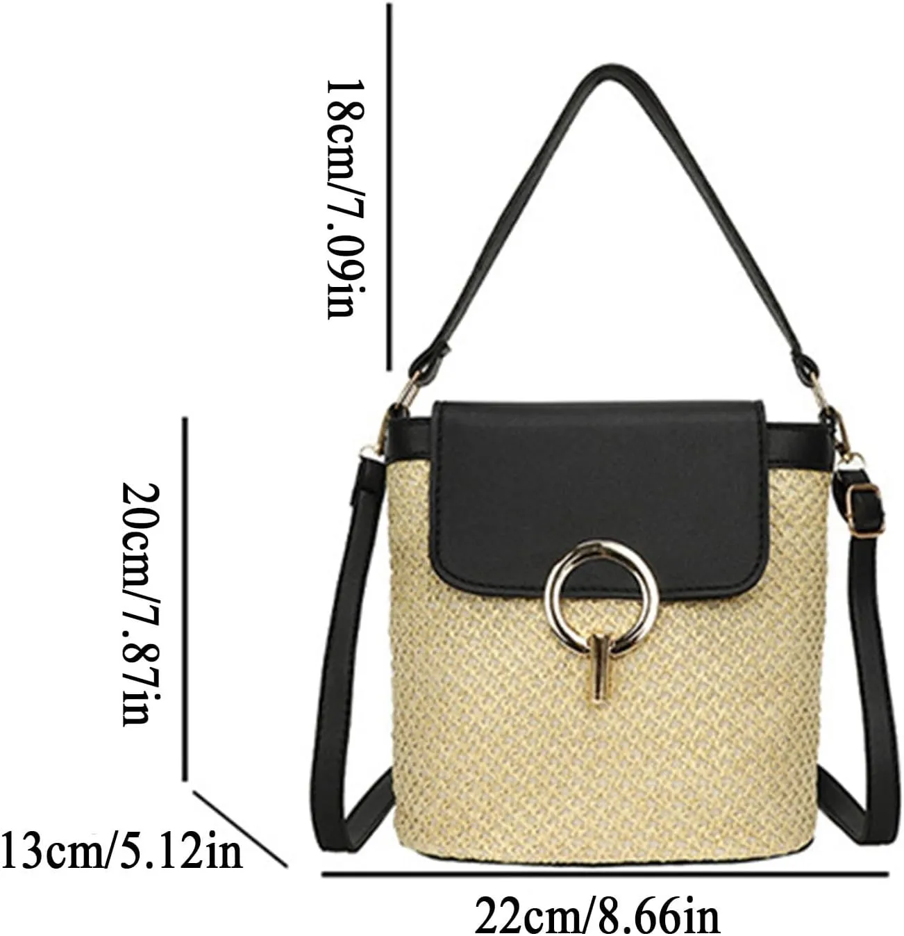 Cute Tote Bags Straw Weave Women Ladies Bucket Handbags Summer Beach Shoulder Bags