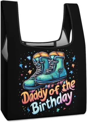 Daddy of The Birthday Roller Skates Shopping Bags Reusable Grocery Bag Lightweight Tote Bags Holiday Bags with Handles