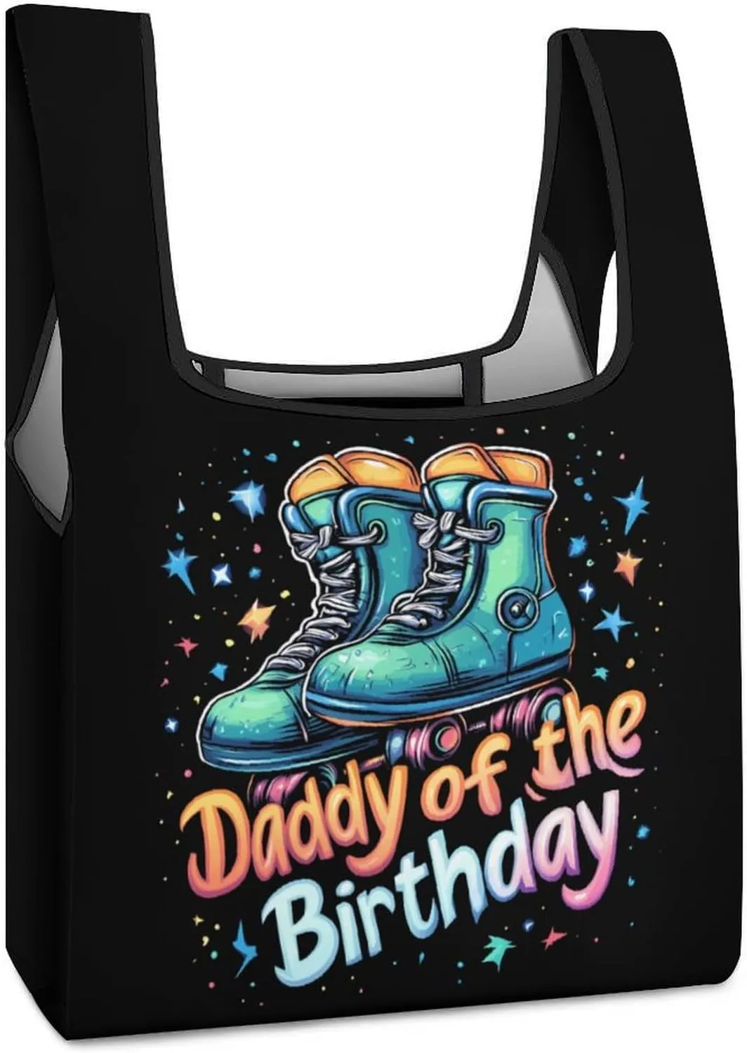 Daddy of The Birthday Roller Skates Shopping Bags Reusable Grocery Bag Lightweight Tote Bags Holiday Bags with Handles
