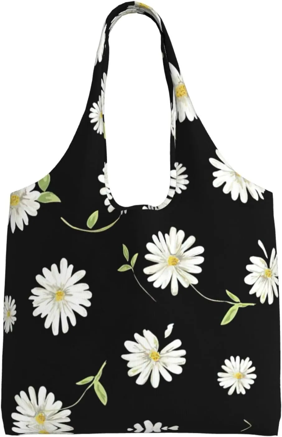 Daisy Print Canvas Tote Bags,Reusable Cloth Bags For Shopping Beach Grocery Trendy