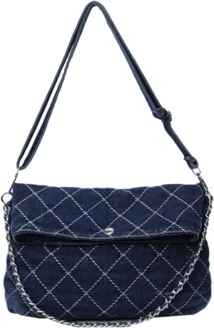Denim Purse Women Chain Boho Jean Tote Bag Shoulder Quilted Bag Vintage Handbag Casual Crossbody Purse