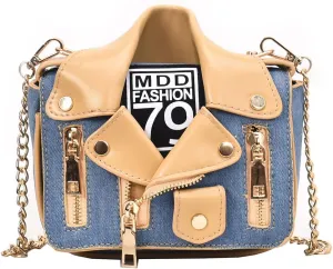 Denim Women Motorcycle Shoulder Crossbody Bags Chain Jacket Bags Messenger Bag Leather Handbags for Girls Purse