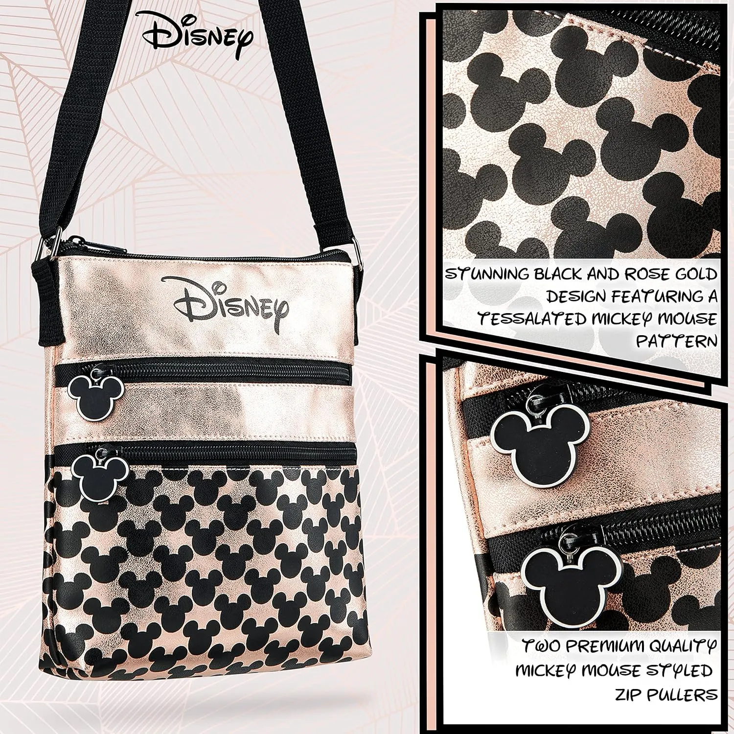 Disney Stitch Girls Purse Cross Body Bag for Kids Teens Women Shoulder Bag with Adjustable Strap Fashion Handbag Stitch Gifts (Mickey Mouse, 9.84x8.66x0.79inch)