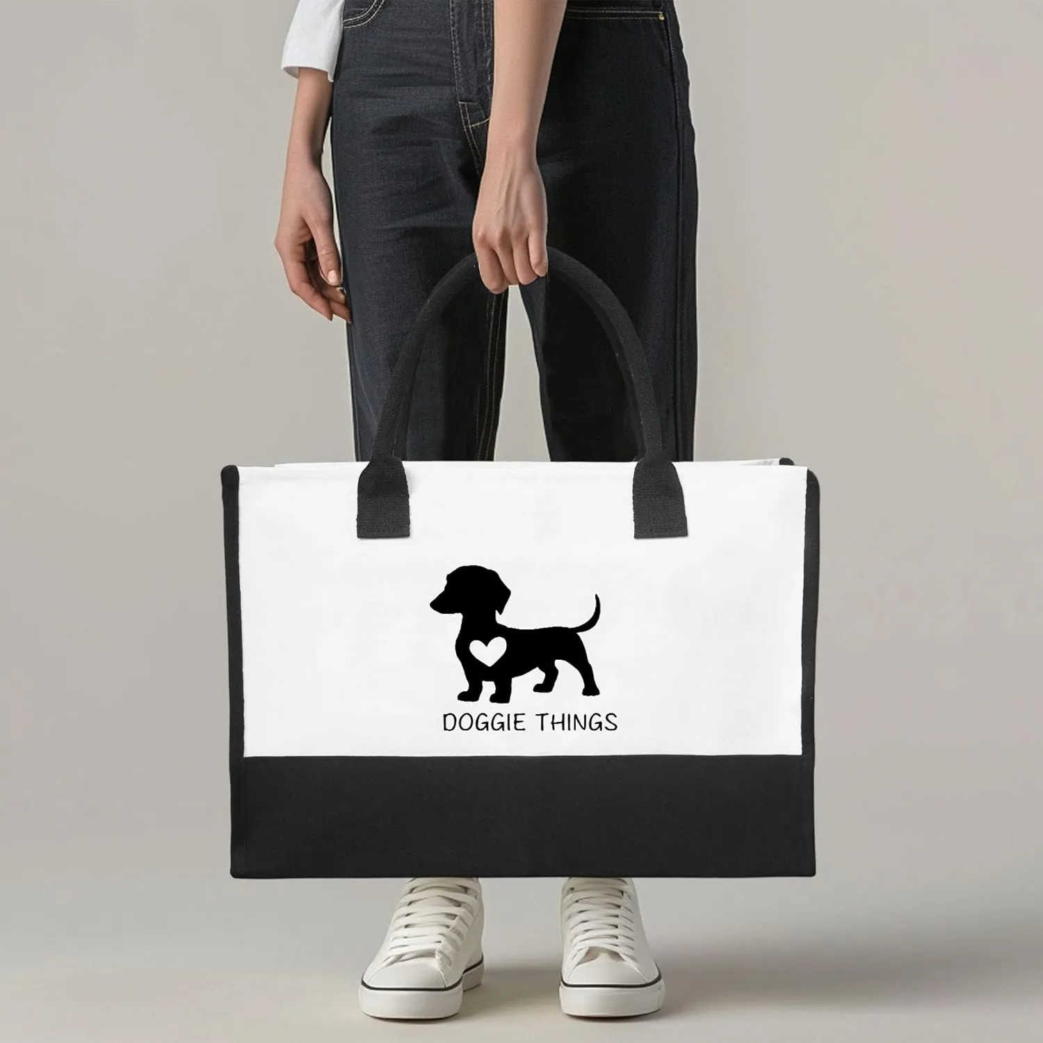 Doggie Things Canvas Tote Bag Canvas Beach Bag for Women,Dog Lovers Gifts for Women,Birthday Christmas Cute Gifts.