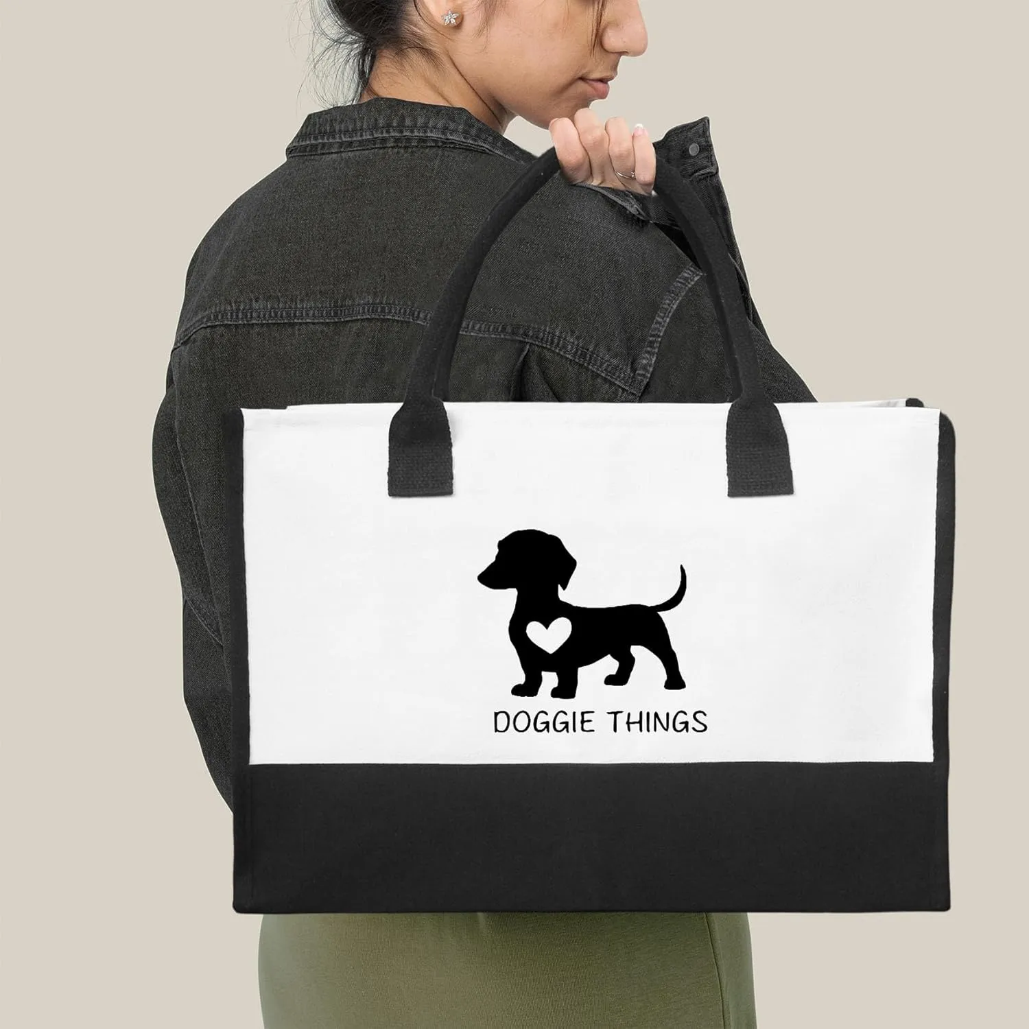 Doggie Things Canvas Tote Bag Canvas Beach Bag for Women,Dog Lovers Gifts for Women,Birthday Christmas Cute Gifts.