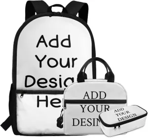 Dolyues Custom Backpack for Girls with Lunch Box Personality 17-inch School Bag Set, Ideal Backpack for Kids Ages 10-12, Practical Kids Bookbag