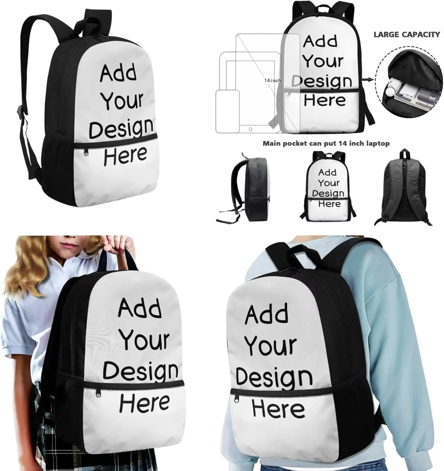 Dolyues Custom Backpack for Girls with Lunch Box Personality 17-inch School Bag Set, Ideal Backpack for Kids Ages 10-12, Practical Kids Bookbag