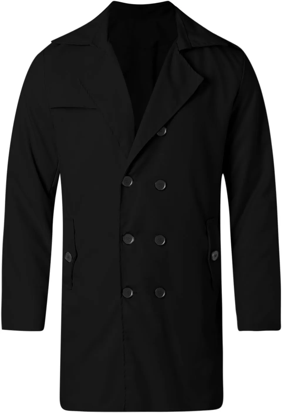 Double Breasted Trench Coat for Men Classic Slim Fit Long Jacket Stylish Outerwear for Business and Casual Winter