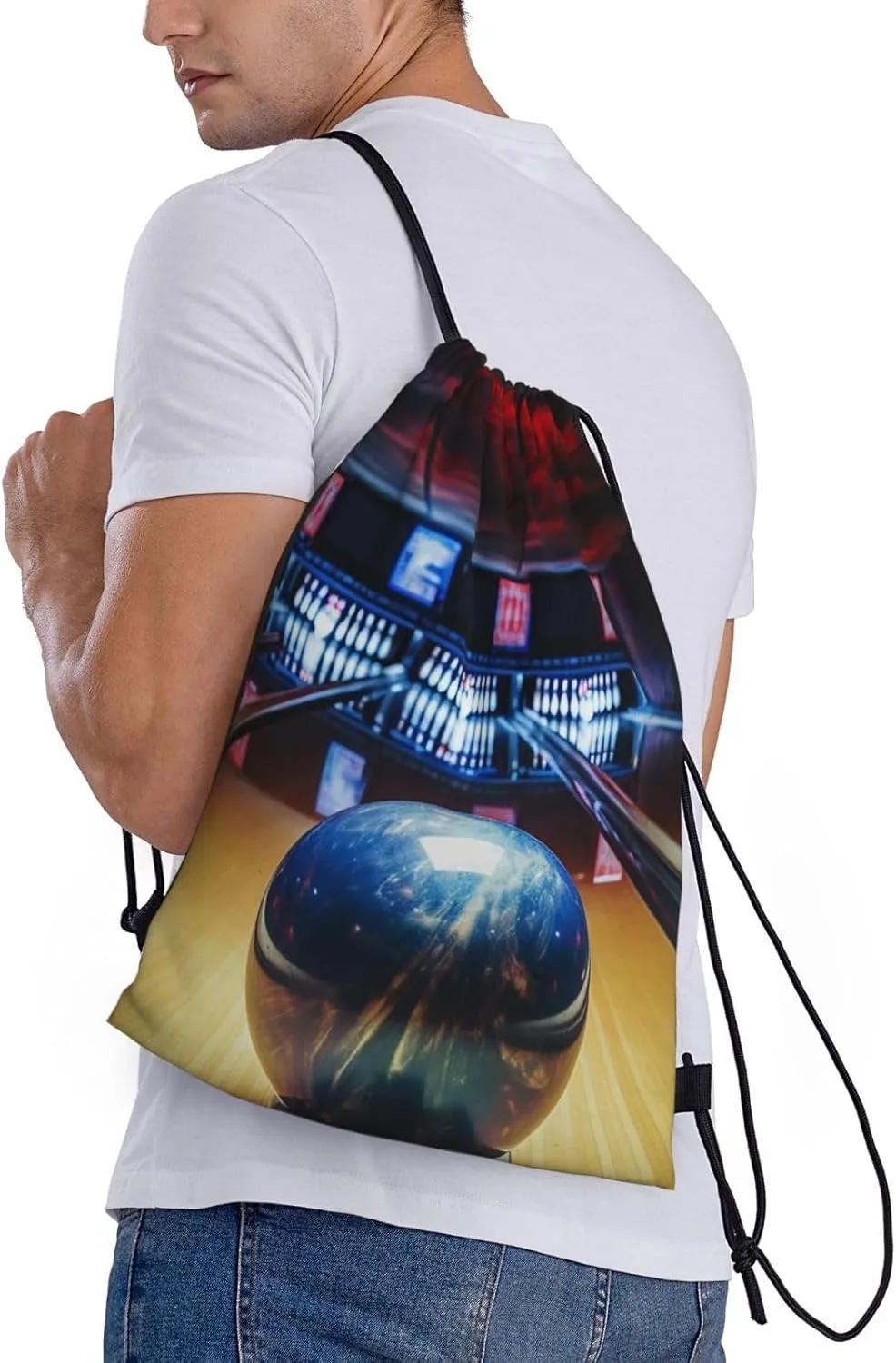 Drawstring Backpack Waterproof String Bag Bowling Sport Gym Sackpack Lightweight Cinch Bag