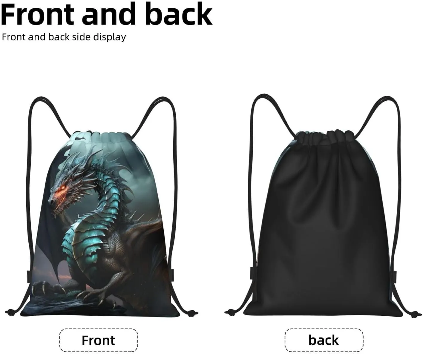 Drawstring Backpack Waterproof String Bag Cool Dragon Sport Gym Sackpack Lightweight Cinch Bag