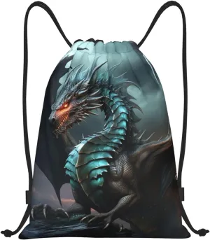 Drawstring Backpack Waterproof String Bag Cool Dragon Sport Gym Sackpack Lightweight Cinch Bag