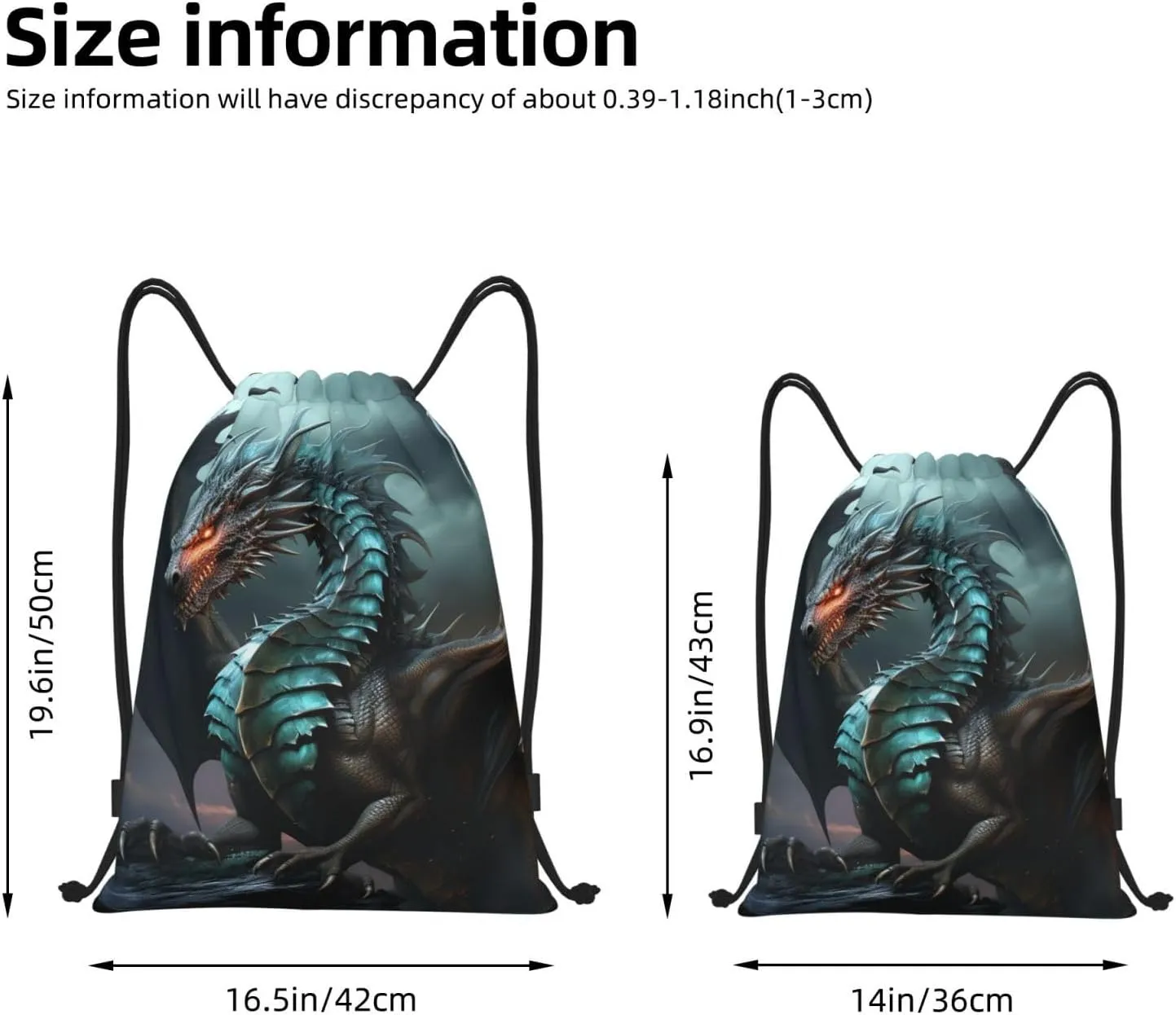 Drawstring Backpack Waterproof String Bag Cool Dragon Sport Gym Sackpack Lightweight Cinch Bag