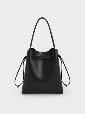 Drawstring Hobo Bag - Jet Black