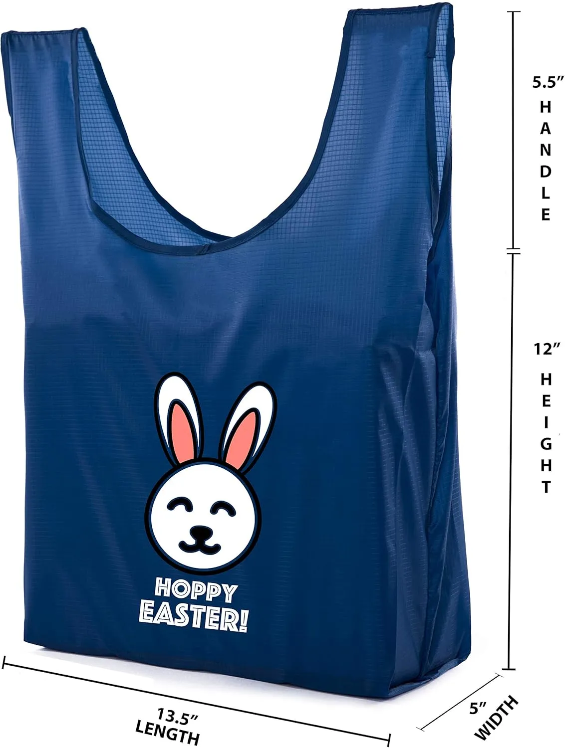 Easter Basket Bags, Bulk Reusable Grocery Bags, Easter Egg Hunt Tote Bags - Hoppy Easter