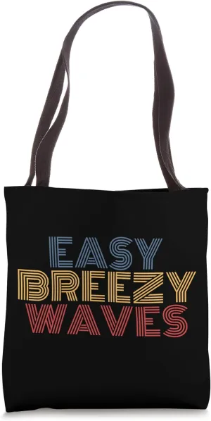 Easy Breezy Waves Lake Life Vibes Retro Tote Bag