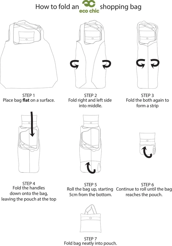 ECO CHIC Foldable Reusable Grocery Bags - Lightweight, Recycled & Reusable Shopping Bag - Waterproof Packable Tote