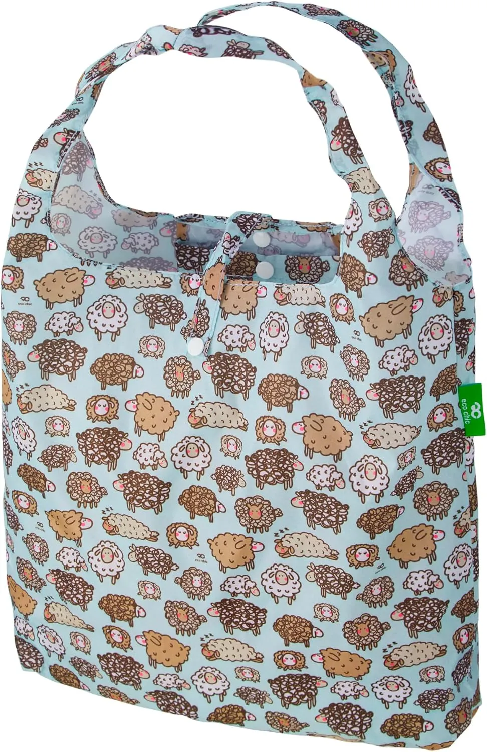 ECO CHIC Foldable Reusable Grocery Bags - Lightweight, Recycled & Reusable Shopping Bag - Waterproof Packable Tote
