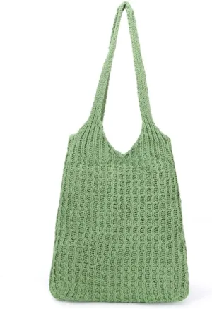 ENBEI Handmade Crochet Shoulder Bag for Women, Foldable and Lightweight Polyester Tote, Stylish & Practical Travel Purse