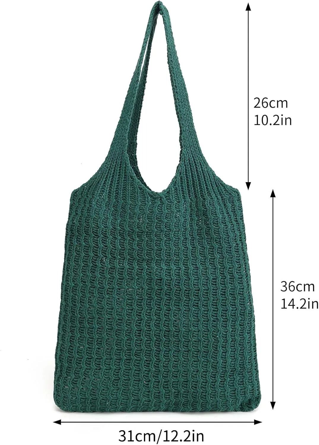 ENBEI Handmade Crochet Shoulder Bag for Women, Foldable and Lightweight Polyester Tote, Stylish & Practical Travel Purse