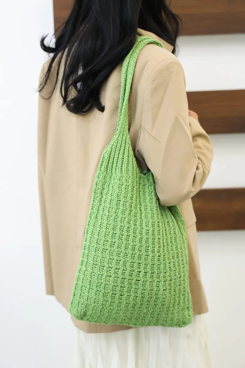 ENBEI Handmade Crochet Shoulder Bag for Women, Foldable and Lightweight Polyester Tote, Stylish & Practical Travel Purse
